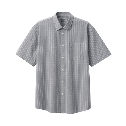 Men's Washed Broadcloth Short Sleeve Patterned Shirt Grey Check MUJI