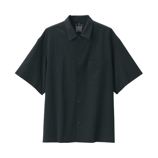 Men's Breathable Stretch Short Sleeve Shirt Black MUJI