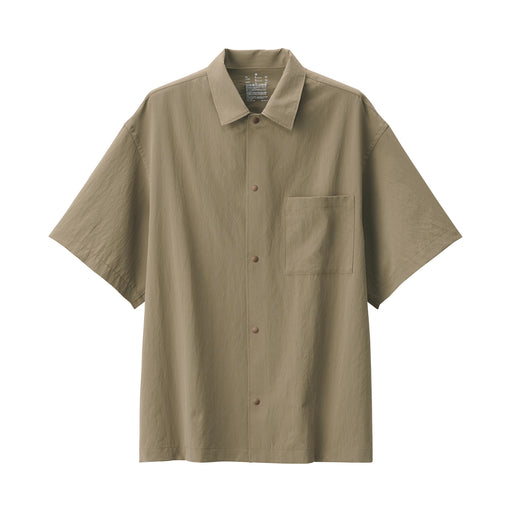Men's Breathable Stretch Short Sleeve Shirt Khaki MUJI