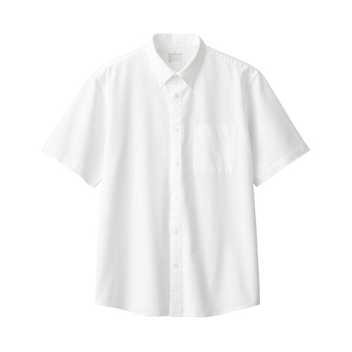 Men's Washed Oxford Button Down Shirt White MUJI