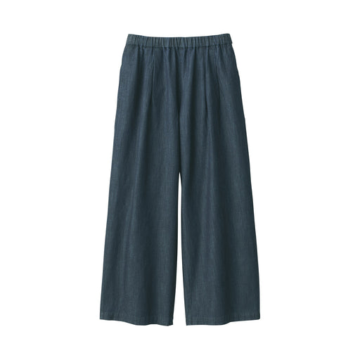 Women's Cotton Linen Denim Easy Wide Pants Dark Navy MUJI