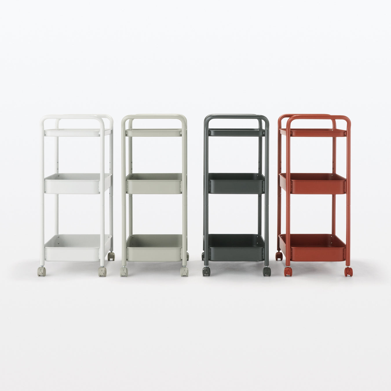 Steel Pipe Wheeled Rack Utility Cart - Light Gray MUJI