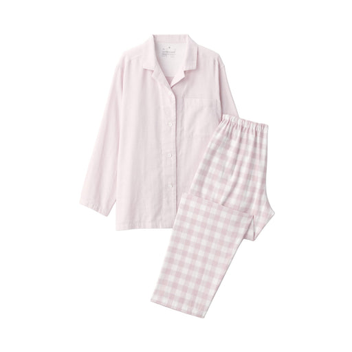 Women's Side Seamless Double Gauze Pajamas Light Pink Check MUJI