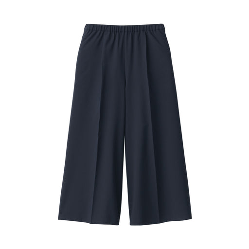 Women's Seersucker Cropped Pants Dark Navy MUJI