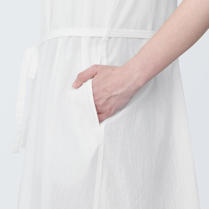 Women's High-Twist Veil French Sleeve Dress | MUJI USA Women's High-Twist Veil French Sleeve Dress | MUJI USA