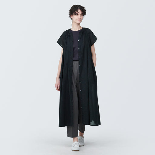 Women's High-Twist Veil French Sleeve Dress MUJI