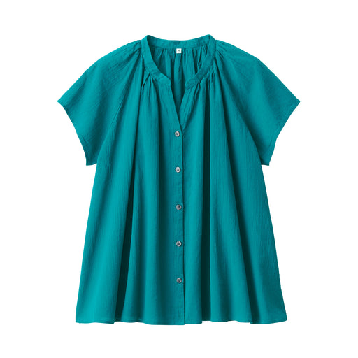 Women's High-Twist Veil French Sleeve Blouse Green MUJI
