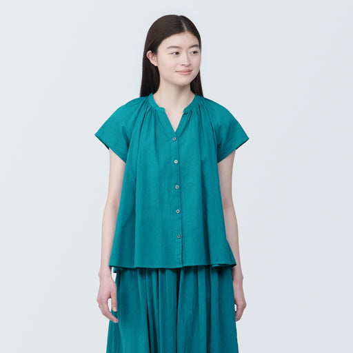 Women's High-Twist Veil French Sleeve Blouse MUJI