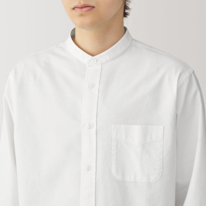 Men's Washed Oxford Stand Collar Shirt Men's Washed Oxford Stand Collar Shirt