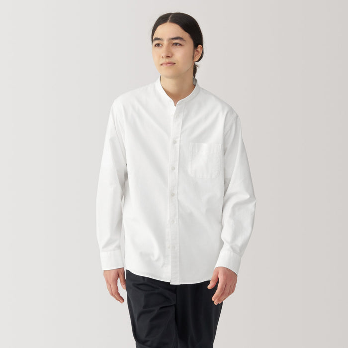 Men's Washed Oxford Stand Collar Shirt Men's Washed Oxford Stand Collar Shirt