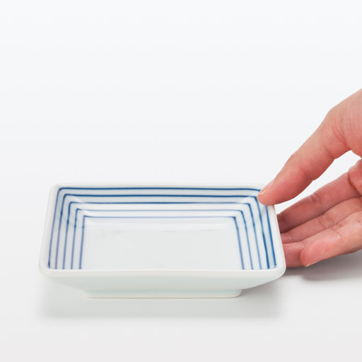 Hasami Ware Square Plate - Horizontal Stripes MUJI