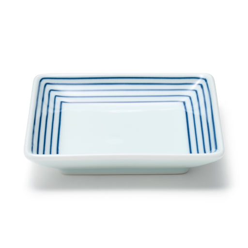 #wk 52 - Hasami Ware Square Plate - Horizontal Stripes MDR59A4A MUJI