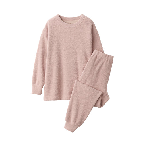 Women's Soft Knit Fleece Long Sleeve Loungewear Set Smoky Pink MUJI