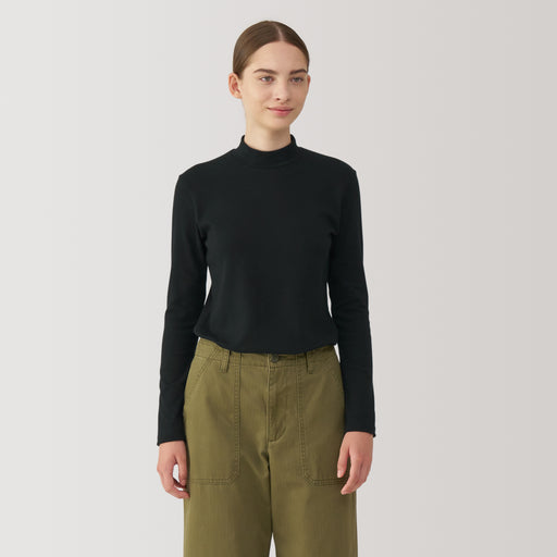Women's Brushed Ribbed High Neck Long Sleeve T-Shirt MUJI