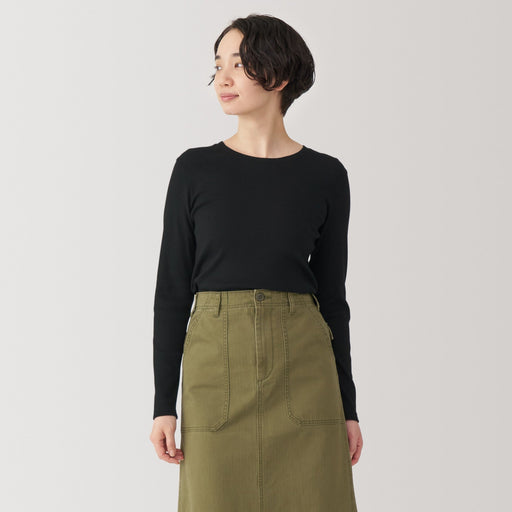 Women's Soy Fiber Blend Ribbed Crewneck T-Shirt MUJI