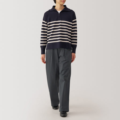 Women's Slub Yarn Chino Darted Wide Pants MUJI