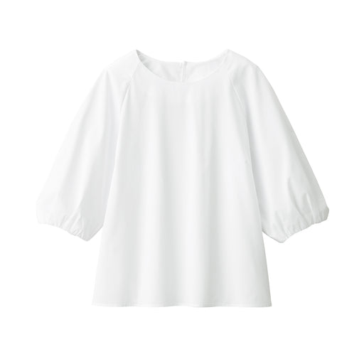 Women's Quick Dry Broadcloth Half Sleeve Blouse White MUJI