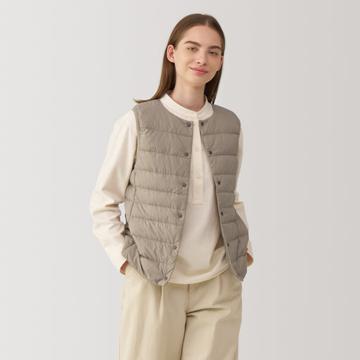 Women's Lightweight Down Collarless Vest MUJI
