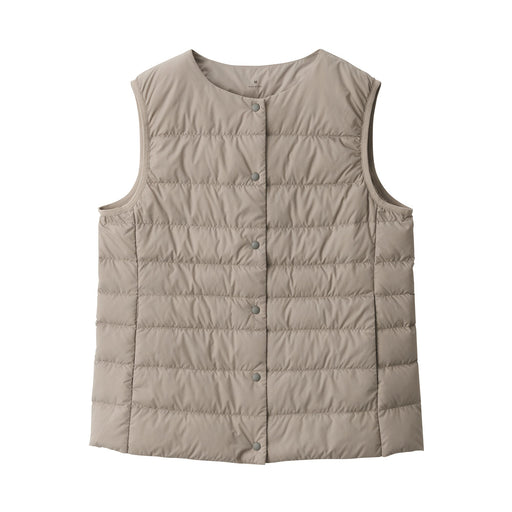Women's Lightweight Down Collarless Vest Light Beige MUJI