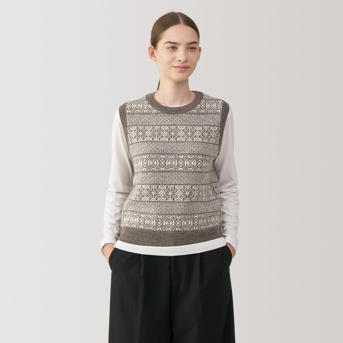 Women's Andes Wool Jacquard Pattern Vest