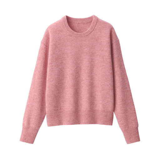 Women's Washable Mid-Gauge Crewneck Sweater Pink MUJI