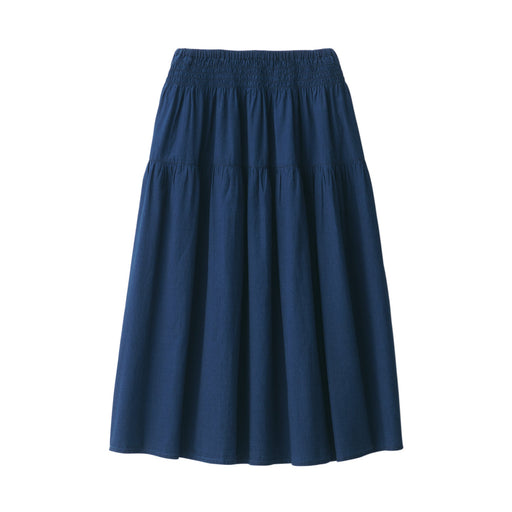 Women's Cotton Voile Indigo Gather Skirt Navy MUJI
