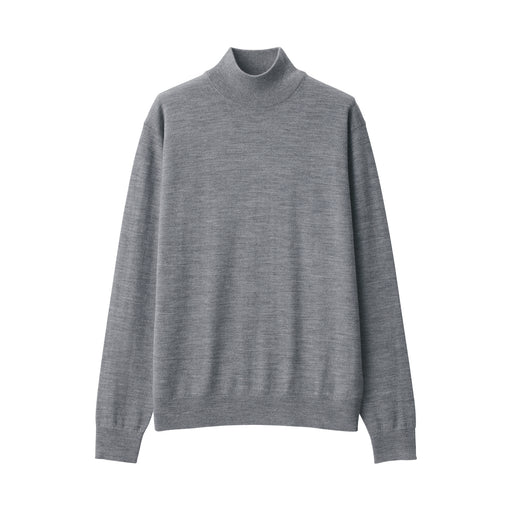 Men's Washable High Gauge High Neck Sweater Gray MUJI