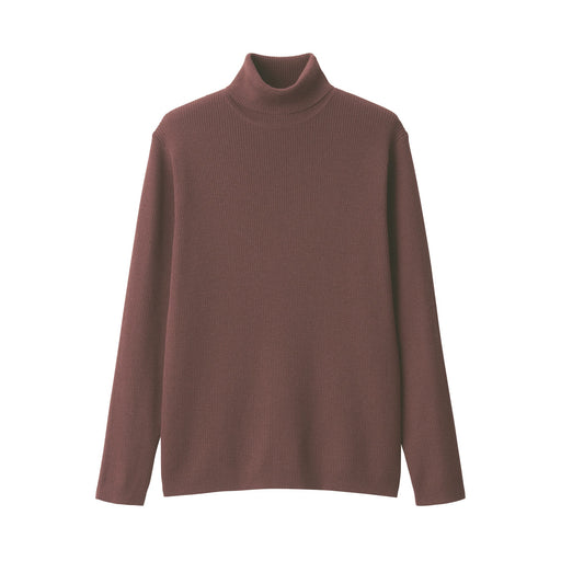 Men's Washable High-Gauge Turtleneck Ribbed Sweater Brown MUJI