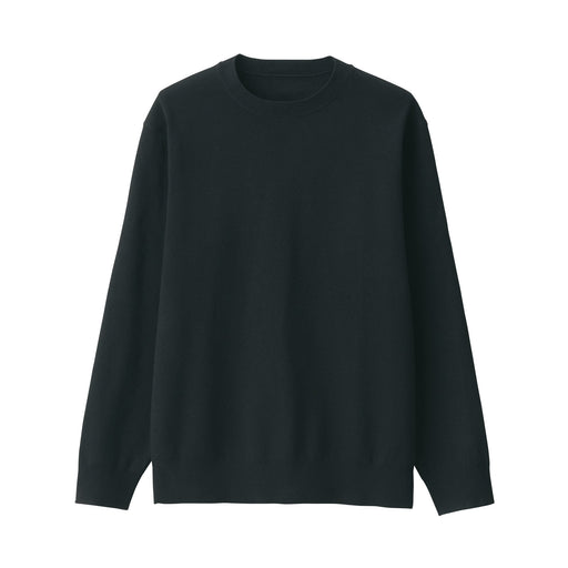 Men's Washed Milano Ribbed Crewneck Sweater Black MUJI