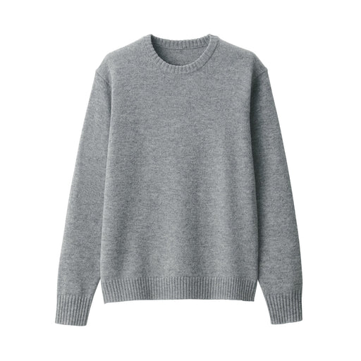 Men's Washable Mid-Gauge Crewneck Sweater Gray MUJI