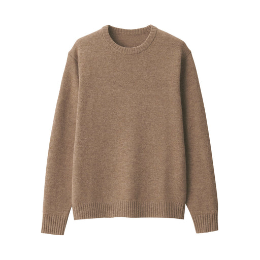 Men's Washable Mid-Gauge Crewneck Sweater Camel MUJI