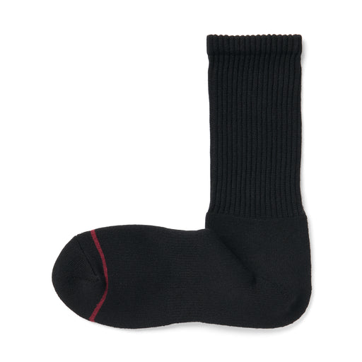 Right Angle Warm Cotton Blend Thick Crew Socks Black MUJI