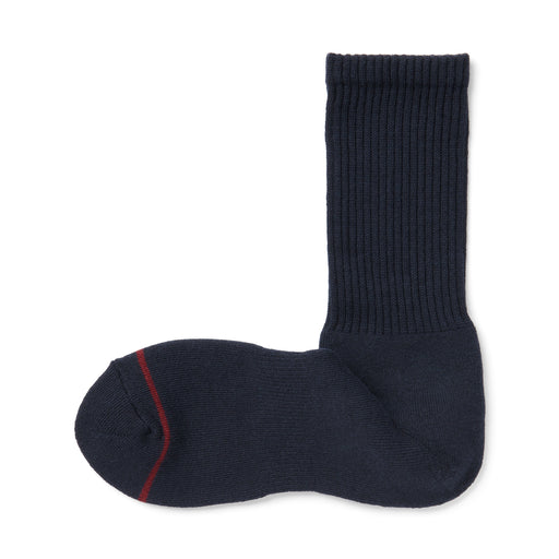 Right Angle Warm Cotton Blend Thick Crew Socks Dark Navy MUJI