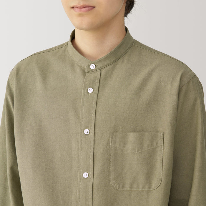 Men's Washed Oxford Stand Collar Shirt Men's Washed Oxford Stand Collar Shirt