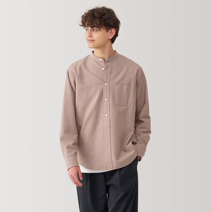 Men's Washed Oxford Stand Collar Shirt Men's Washed Oxford Stand Collar Shirt