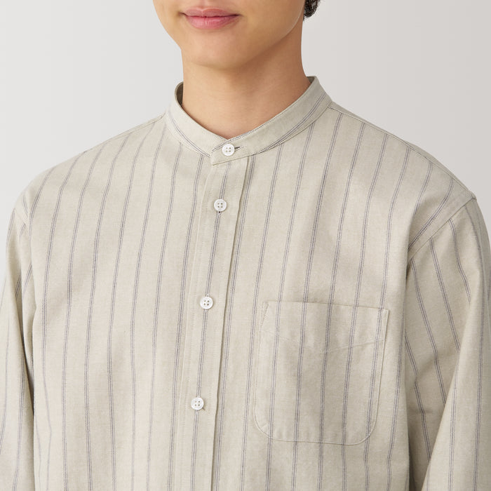 Men's Washed Oxford Stand Collar Shirt | MUJI USA Men's Washed Oxford Stand Collar Shirt | MUJI USA