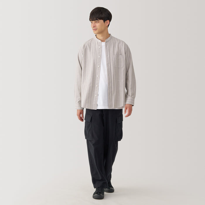 Men's Washed Oxford Stand Collar Shirt