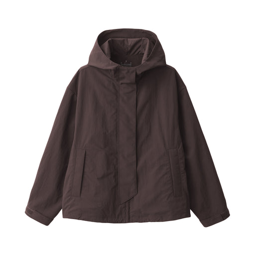 Women's Water Repellent Pocketable Hooded Jacket Dark Brown MUJI