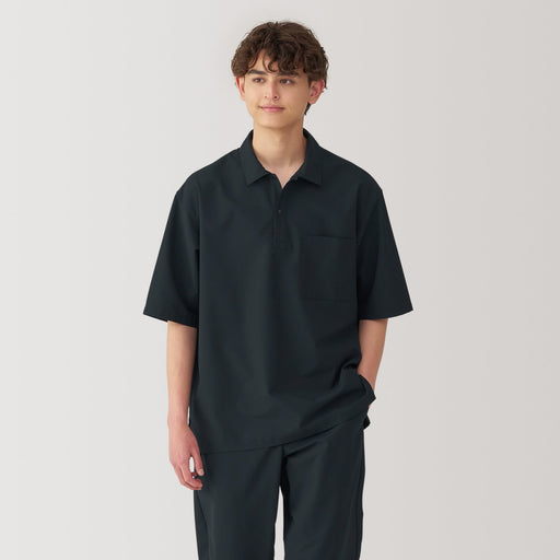 Men's Breathable Wide Half Sleeve Woven Polo Shirt MUJI
