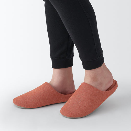 Cotton Plain Weave Insole Slippers Dark Orange MUJI