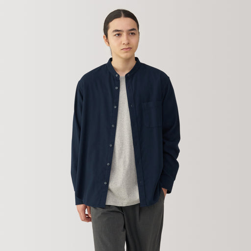 Men's Flannel Stand Collar Long Sleeve Shirt MUJI