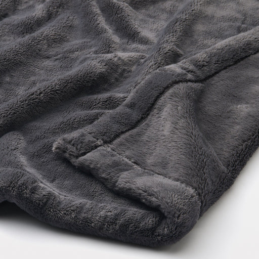 Recycled Polyester Warm Fiber Thick Blanket Dark Gray MUJI