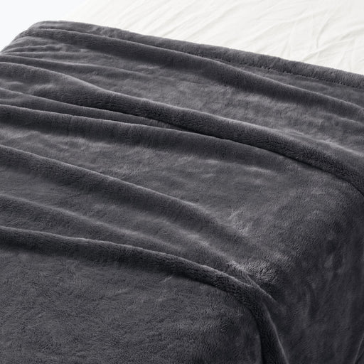 Recycled Polyester Warm Fiber Thick Blanket Dark Gray MUJI