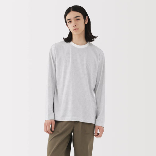 Men's Jersey Crewneck Striped T-Shirt MUJI