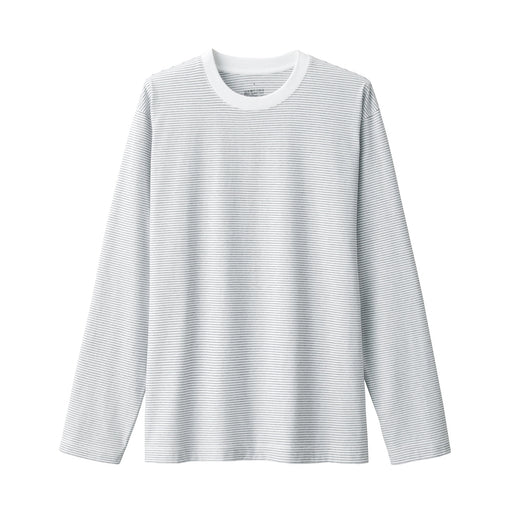 Men's Jersey Crewneck Striped T-Shirt White Stripe MUJI