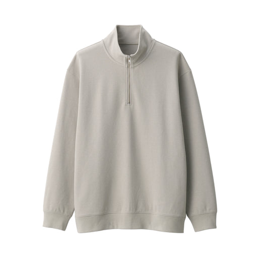 Men's Double Knit Half-Zip Pullover Gray MUJI