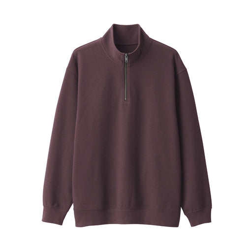 Men's Double Knit Half-Zip Pullover Dark Purple MUJI