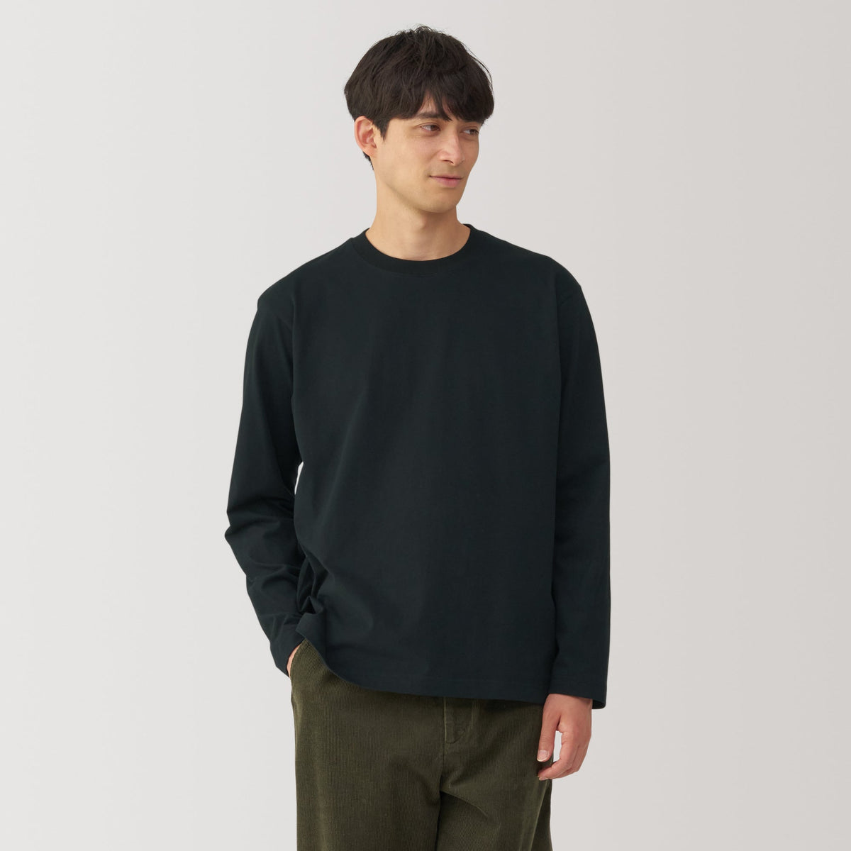 Men's Brushed Crew Neck Long Sleeve TShirt MUJI USA