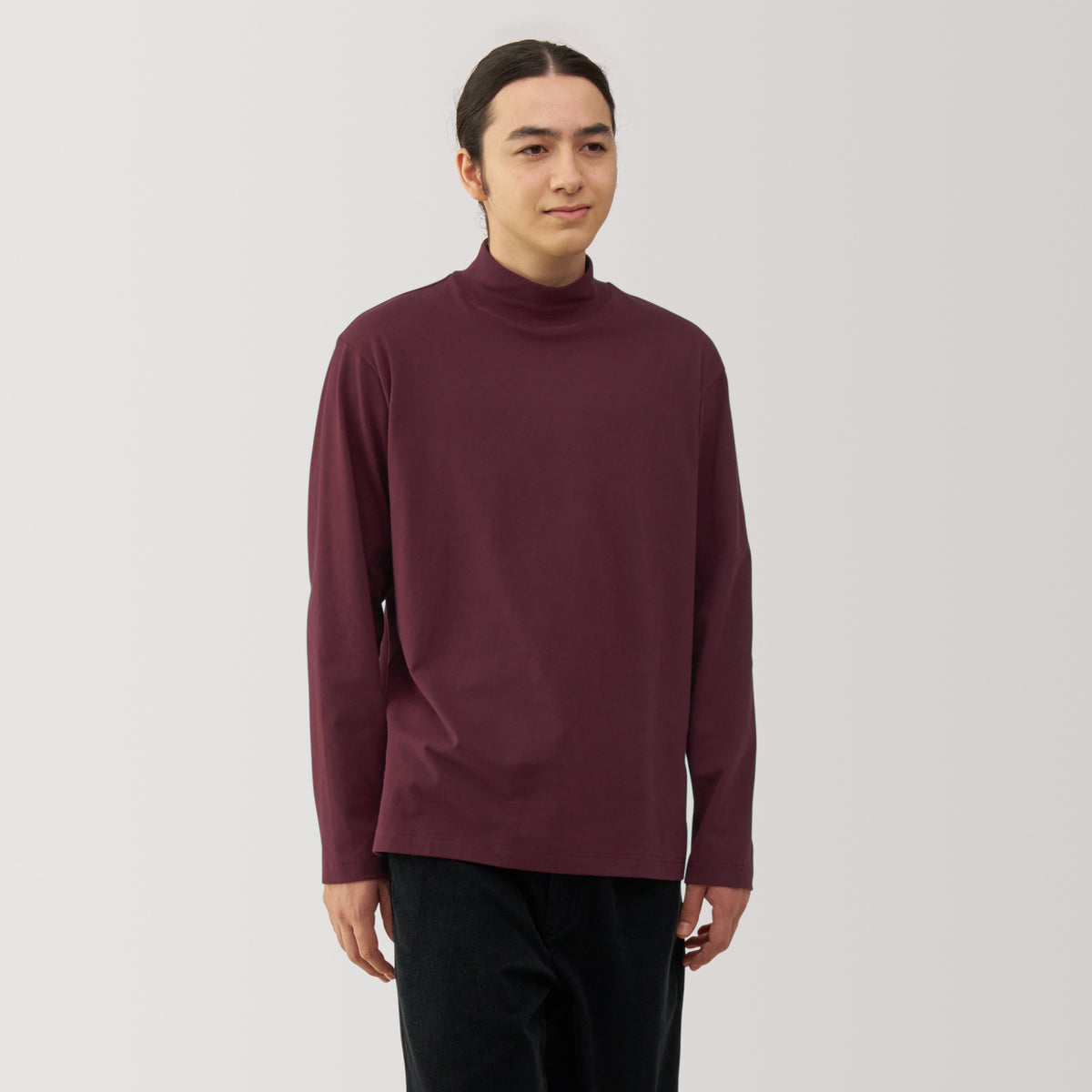 Men's Brushed High Neck Long Sleeve T-Shirt