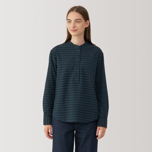 Women's Flannel Stand Collar Blouse MUJI